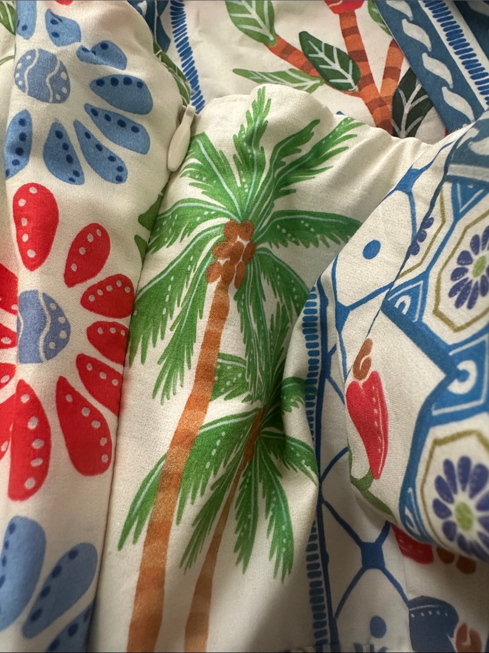 Farm Rio Romper Size Small Tropical Tile with Beaded Buckle! - Picture 6 of 11